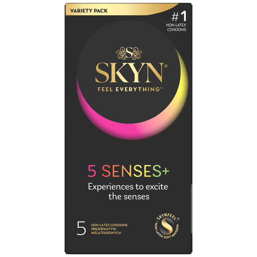 Unimil Skyn 5 Senses+, preservativi senza lattice, 5 pezzi