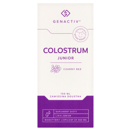 Genactiv Colostrum Junior Zwarte vlierbes, orale suspensie, vanaf 3 jaar, 150 ml