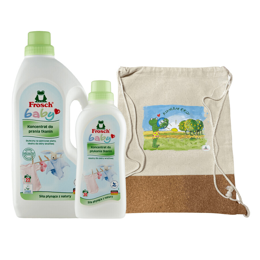 Set Frosch Baby, concentrato di lavaggio, 1500 ml + concentrato di risciacquo, 750 ml + zaino gratuito