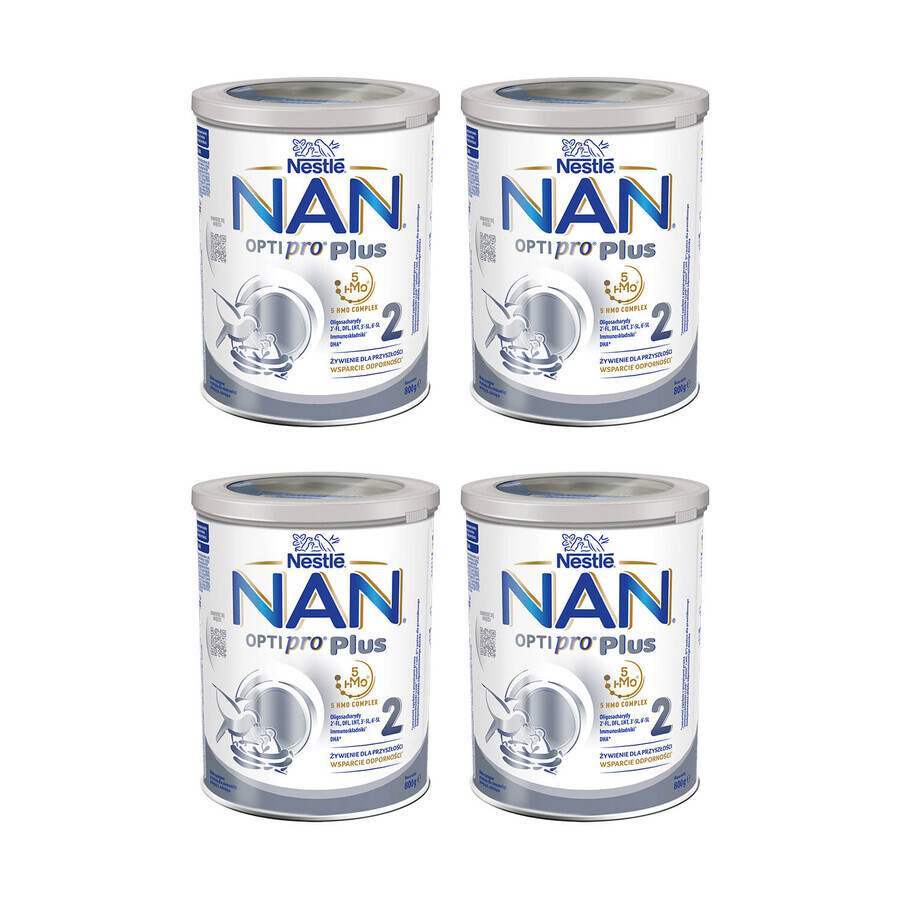 Nestle NAN Optipro Plus 2 HM-O, Follow-on milk for babies over 6 months, 4 x 800 g