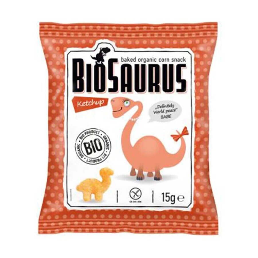 BioSaurus, patatine di mais fritte Bio, gusto ketchup, 15 g