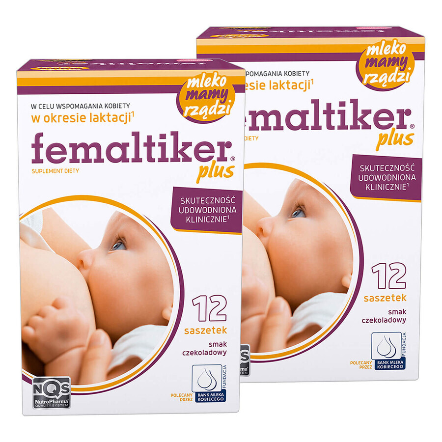 Femaltiker Plus, gusto cioccolato, 2 x 12 bustine