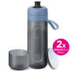 Brita Active, fles met 0,6 liter filter, blauw + MicroDisc filter, 2 stuks