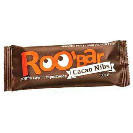 Raw Cocoa and Almond Crumb Organic Bar, 30gr, Roobar