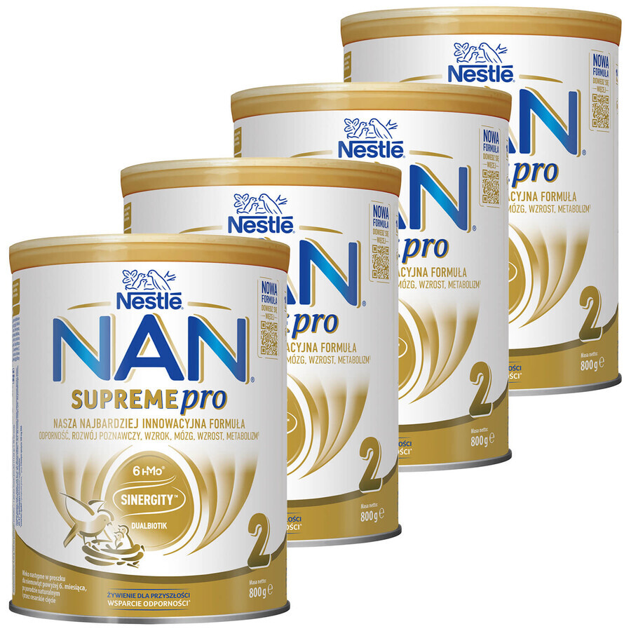 Set Nestle NAN Supremepro 2 HMO, lapte de continuare pentru sugari peste 6 luni, 4 x 800 g