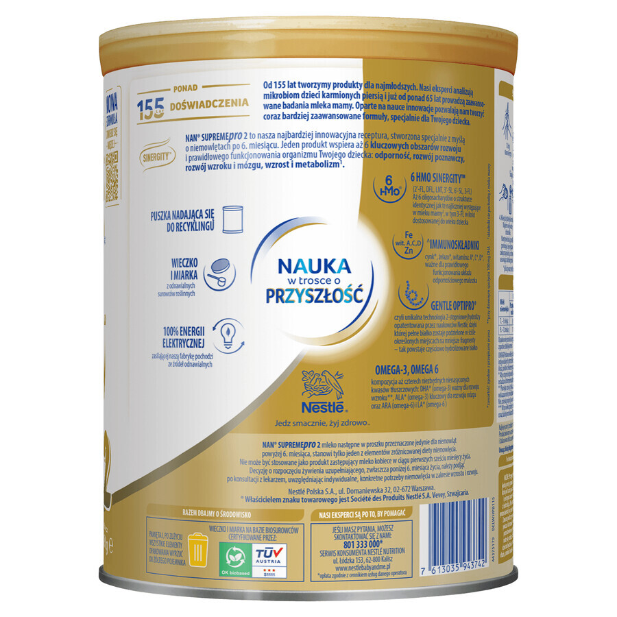 Set Nestle NAN Supremepro 2 HMO, lapte de continuare pentru sugari peste 6 luni, 4 x 800 g