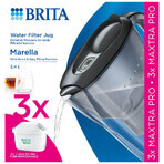 Brita Marella, caraffa con filtro 2,4 litri, grafite + filtro Maxtra Pro Pure Performance, 3 pezzi