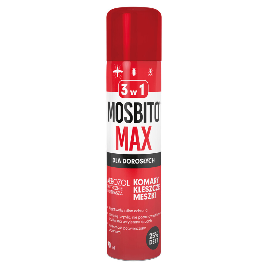 Mosbito Max spray repellente per zanzare e zecche, DEET 25%, 90 ml