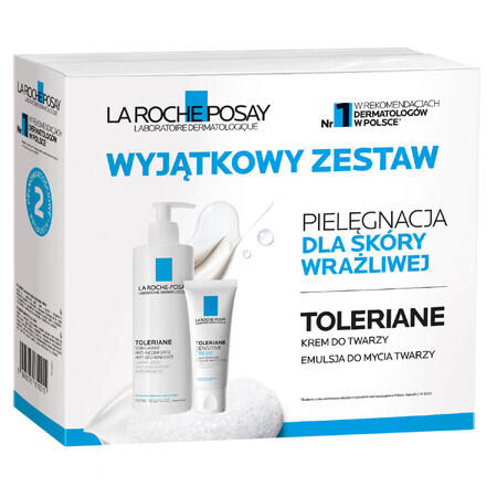 Set La Roche-Posay Toleriane, gentle cleansing emulsion for sensitive facial skin, 400 ml + Sensitive moisturizing cream, 40 ml