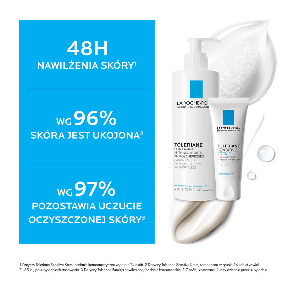 Set La Roche-Posay Toleriane, gentle cleansing emulsion for sensitive facial skin, 400 ml + Sensitive moisturizing cream, 40 ml