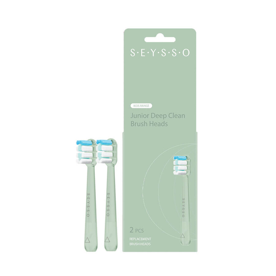 Seysso Deep Clean, punte di ricambio per spazzolino sonico Junior, verde, 2 pezzi