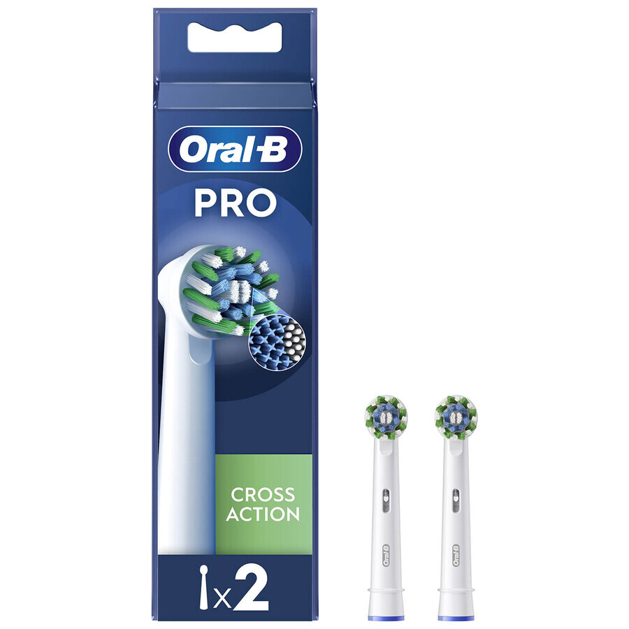 Oral-B Pro Cross Action, punte di ricambio per spazzolino elettrico Clean Maximiser, 2 pezzi