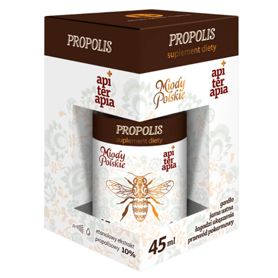 Miody Polskie Propolis, ethanolic extract of propolis 10%, drops, 45 ml