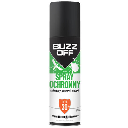 BuzzOff Liquido per zanzare e mosche nere, DEET 30%, 170 ml