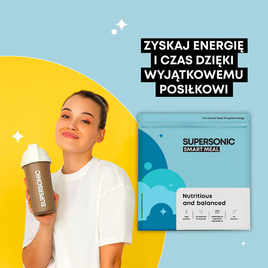 Supersonic Wholesome Smart Meal, aromă de biscuiți și smoothie cu banane, 1,3 kg + shaker, 700 ml gratuit