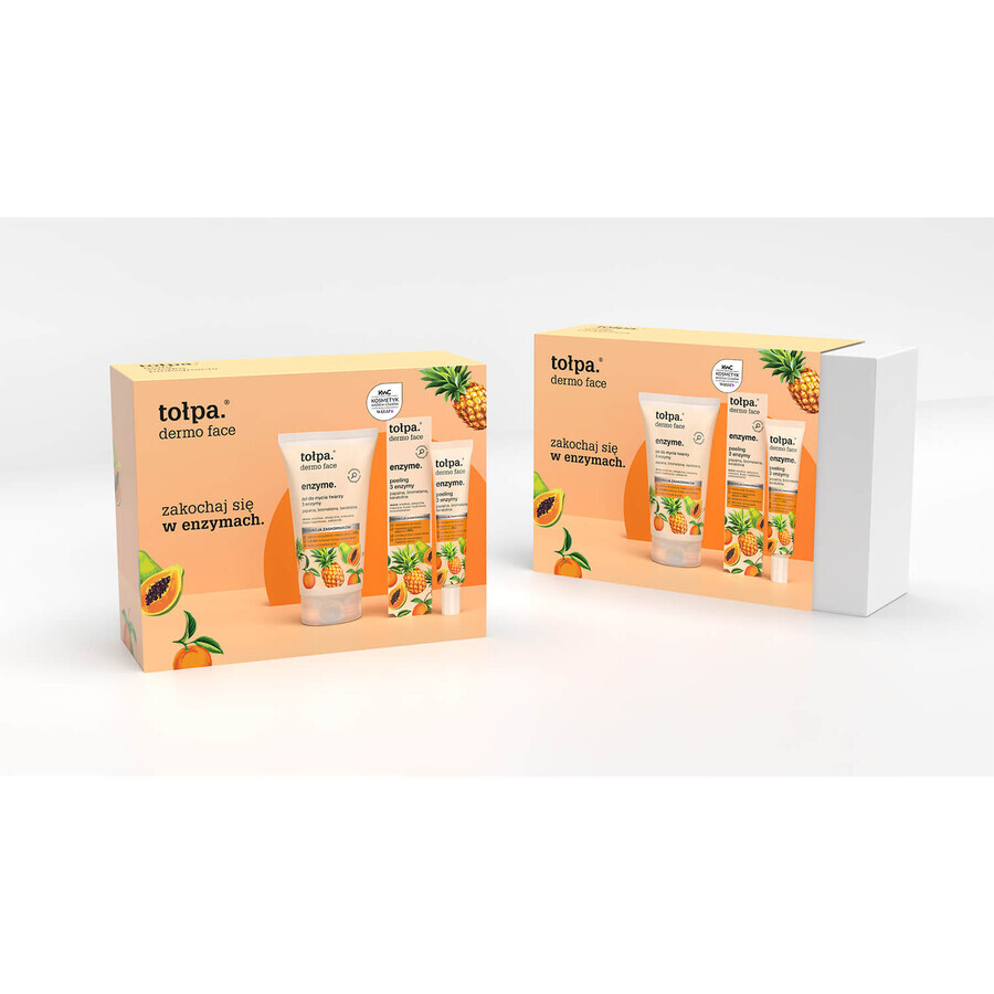 Set enzimatico Tołpa, gel detergente per il viso, 150 ml + 3 enzimi peeling, 40 ml