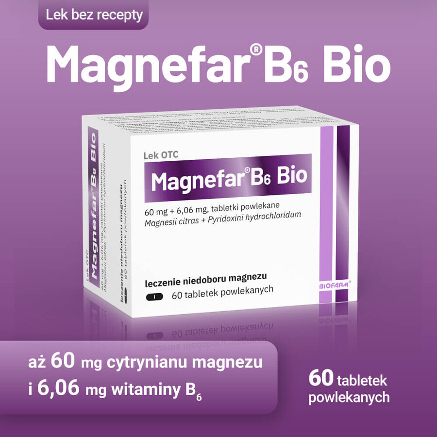 Magnefar B6 Bio 60 mg + 6,06 mg, 60 compresse rivestite con film