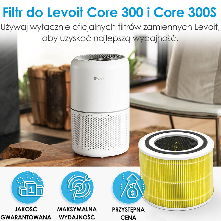 Filtro antiallergico Levoit per purificatore d'aria Core 300 e 300S, 1 pz.