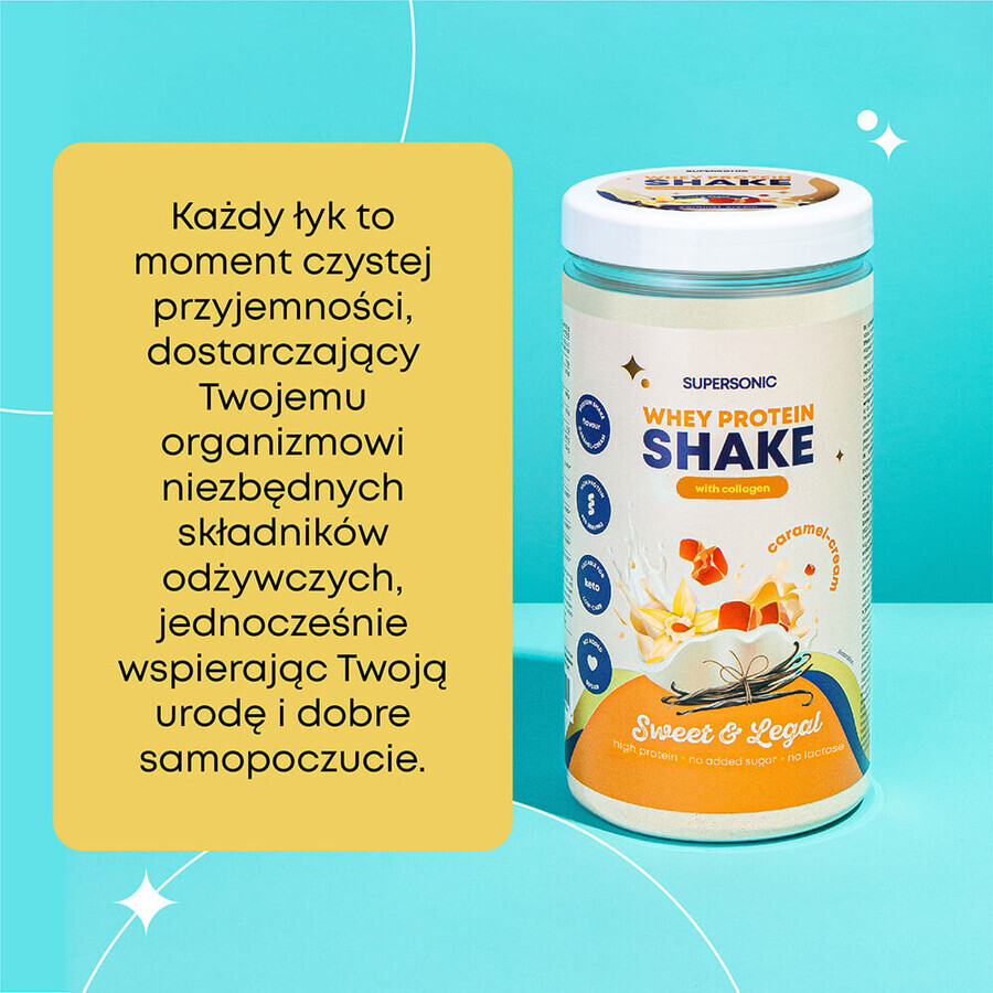 Supersonic, protein shake with collagen, caramel and cream flavor, lactose free, 560 g