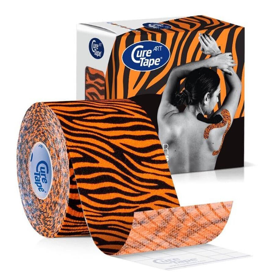 CureTape Art Tiger Tiger Orange, kinesiology tape, 5 cm x 5 m, 1 pc