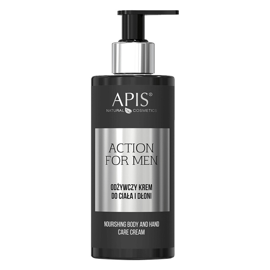 Set Apis Action For Men, gel detergente corpo idratante 3 in 1 300 ml + crema corpo e mani nutriente 300 ml