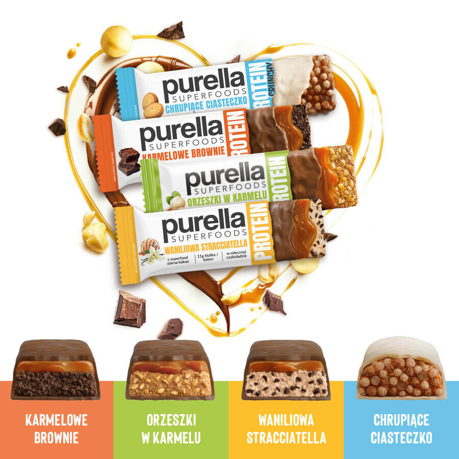 Purella Superfoods Protein, Proteinriegel, Nüsse in Karamell, 45 g