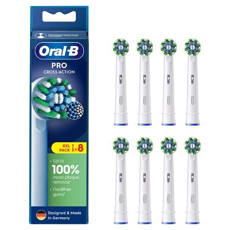 Oral-B Pro Cross Action, punte di ricambio per spazzolino elettrico Clean Maximiser, 8 pezzi