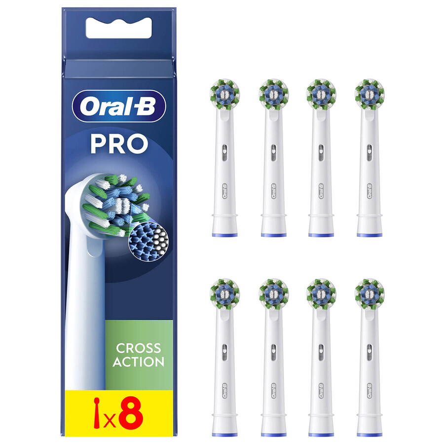 Oral-B Pro Cross Action, punte di ricambio per spazzolino elettrico Clean Maximiser, 8 pezzi