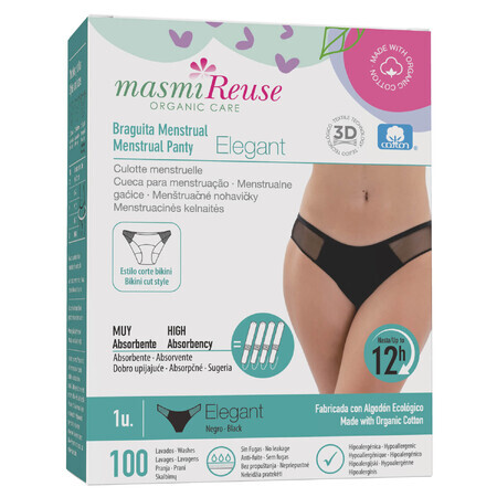 Masmi Elegant, menstruatieslip, biologisch katoen, maat S, 86-94 cm, 1 st