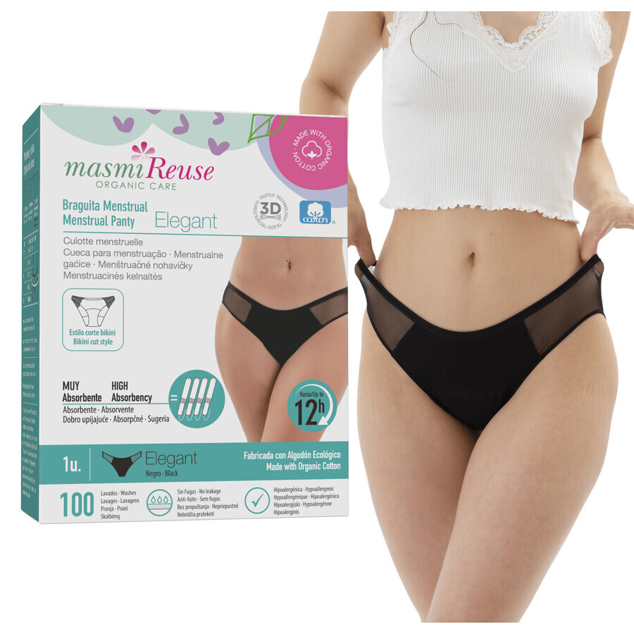 Masmi Elegant, menstruatieslip, biologisch katoen, maat S, 86-94 cm, 1 st