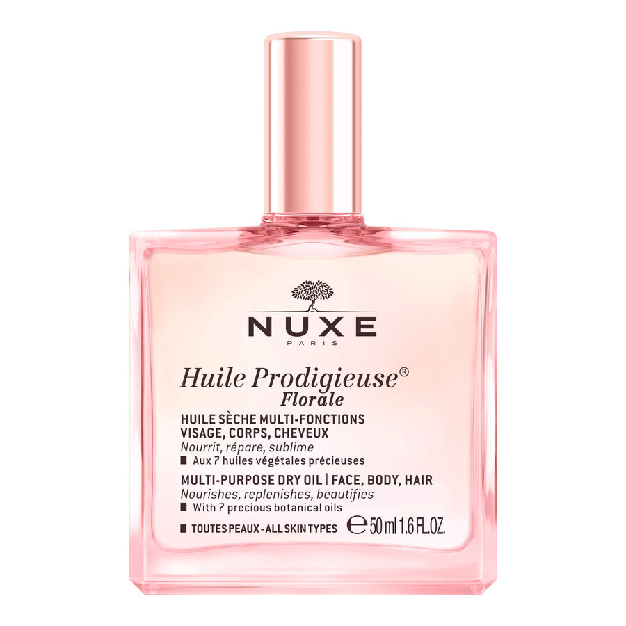 Set Nuxe Huile Prodigieuse Florale, droge olie voor lichaam, gezicht en haar, 50 ml + Hair Prodigieux, glanzende shampoo, 30 ml