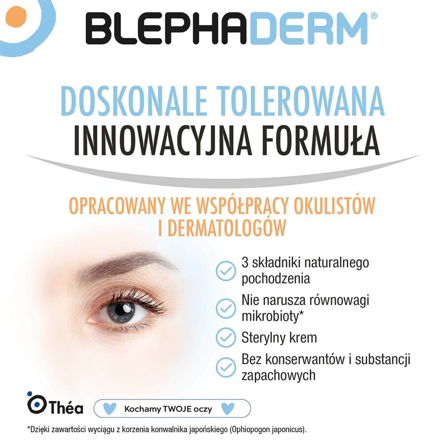 Blephaderm, crème apaisante pour les paupières et le contour des yeux, 40 ml