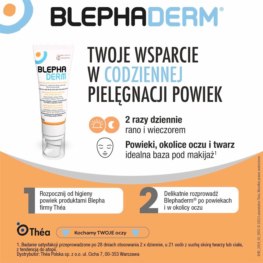 Blephaderm, crème apaisante pour les paupières et le contour des yeux, 40 ml