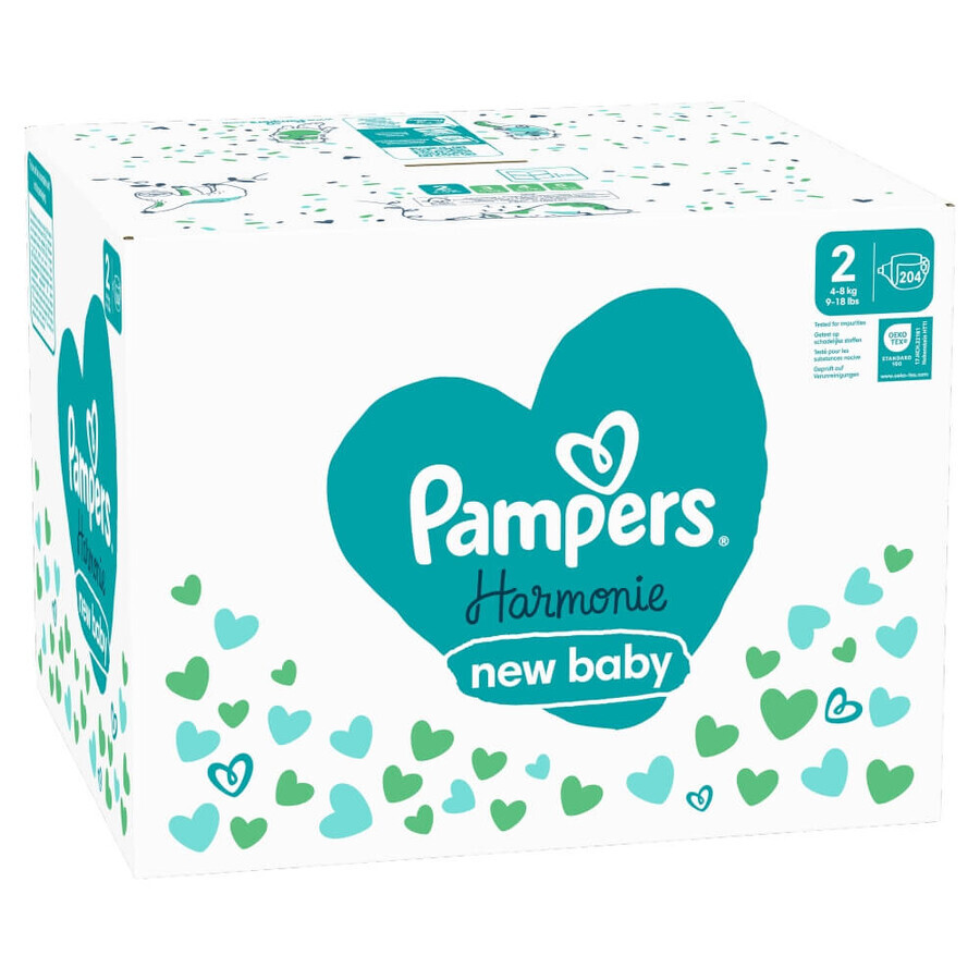 Pampers Harmonie, diapers, size 2, 4-8 kg 204 pieces