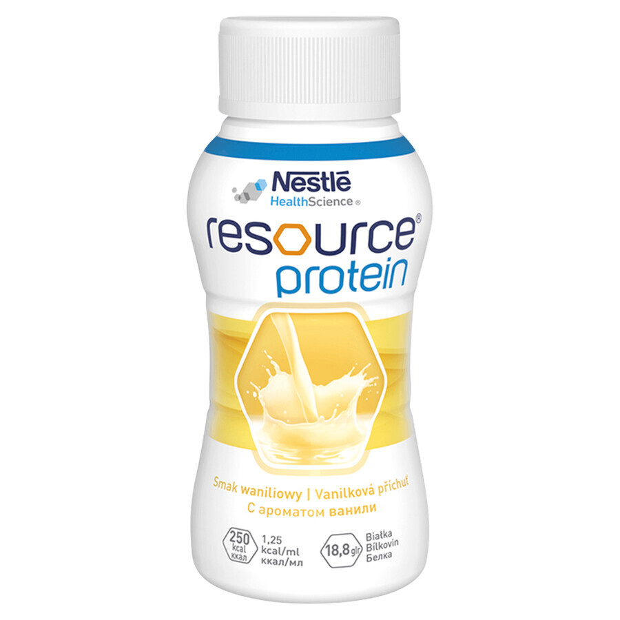 Resource Protein, formula nutriente, aroma di vaniglia, 4 x 200 ml + Borsa della spesa in omaggio