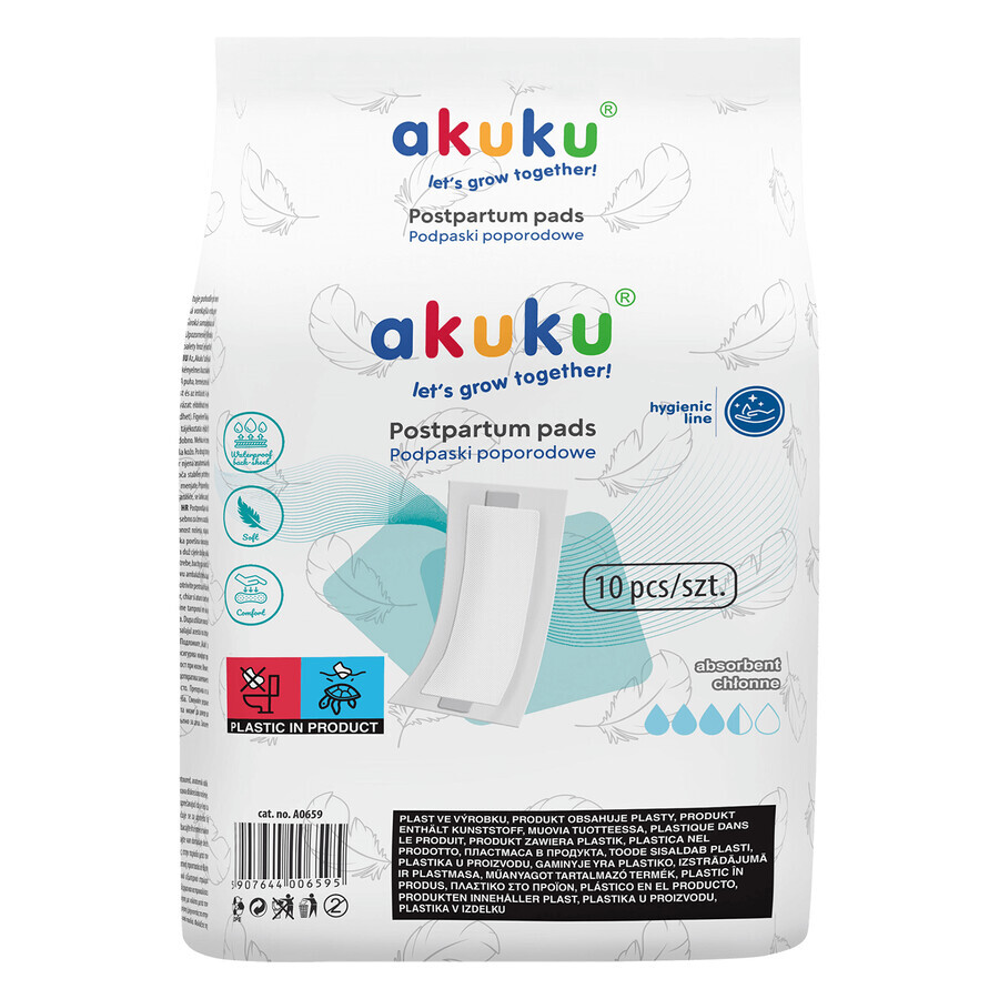 AKUKU, compresas postnatales, 10 piezas