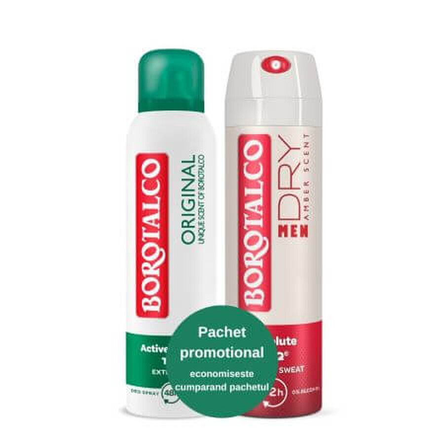 Deodorant Spray Original + Deodorant Spray Amber, 150 + 150 ml, Borotalco