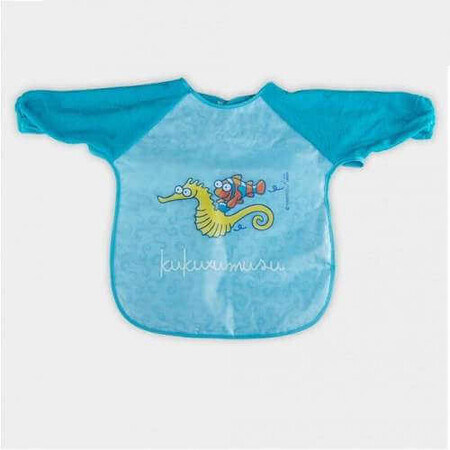 Bib with sleeves, seahorse, Laken