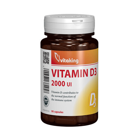 Vitamina D3, 2000 UI, 90 capsule, Vitaking