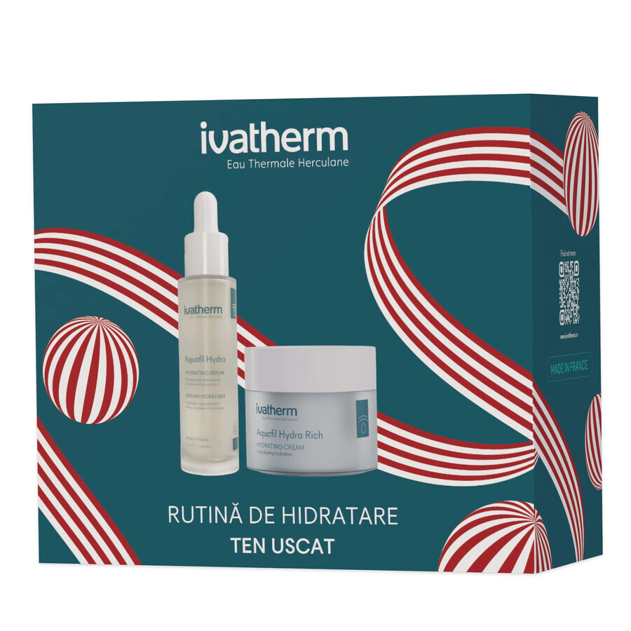 Hydraterende crème + serum met peptiden en HA Aquafil Hydra Rich, 50 ml + 30 ml, Ivatherm