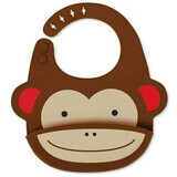 Silicone bib with monkey pattern, +4uni, SkipHop