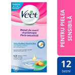 Strisce depilatorie con cera a freddo per pelli sensibili, 12 pezzi, Veet