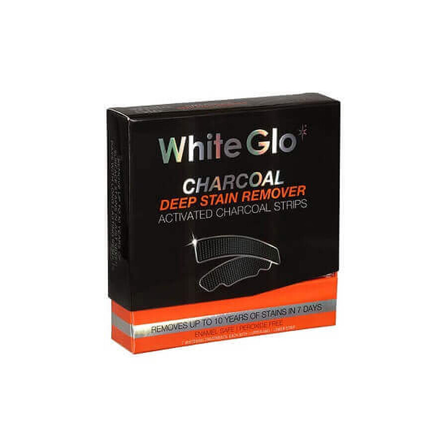 Activated charcoal teeth whitening strips, White Glo