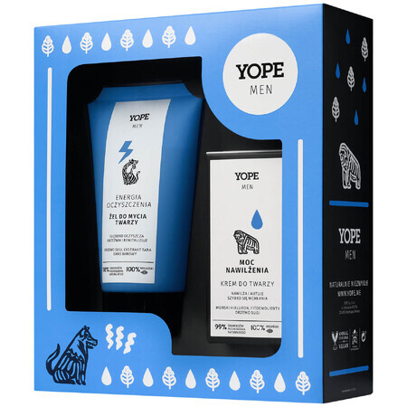 Set da uomo Yope, gel detergente per il viso Energia di Purificazione, 150 ml + crema viso Moisture Power, 50 ml