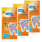 DenTek Kids Fun Flosser set, scovolini per bambini, 3 x 40 pezzi