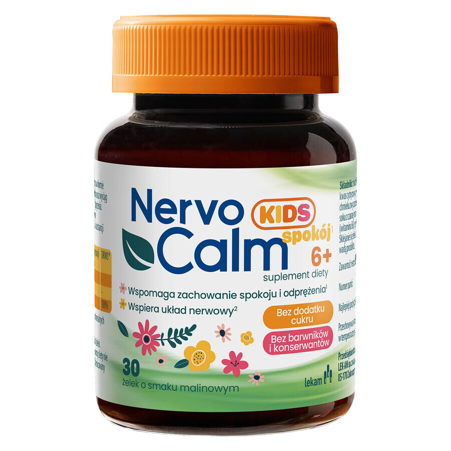 NervoCalm Kids Calm 6+, gelatine, gusto lampone, 30 pezzi