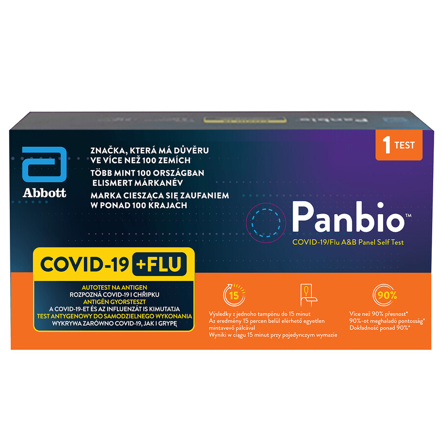 Panbio Covid-19/Flu Covid-19/Flu A&b Panel Combo Self Test, test rapido per il rilevamento di 3 virus, 1 pz.