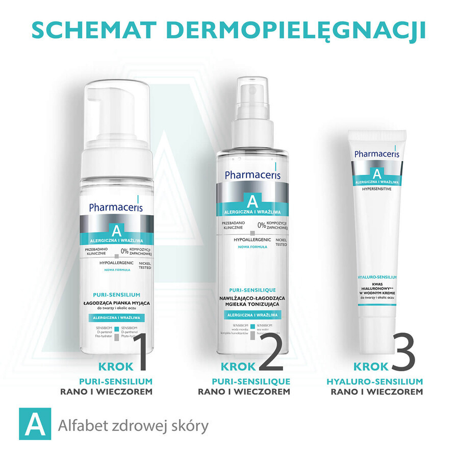 Pharmaceris A Puri-Sensilique, nebbia tonificante idratante e lenitiva, 200 ml + Hyaluro-Sensibio, siero intensamente idratante, 4 ml in omaggio