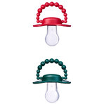 Luu Kids set, fopspeen, positionering, silicone, Holy Green & Santa Red, 0-3 maanden, 2 stuks