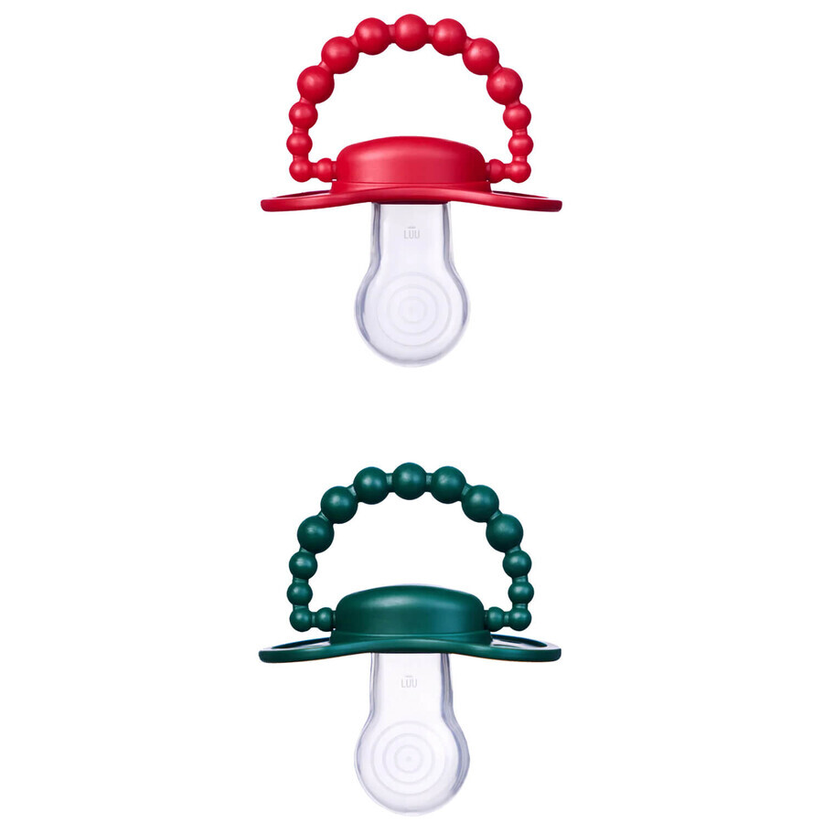 Luu Kids set, fopspeen, positionering, silicone, Holy Green & Santa Red, 0-3 maanden, 2 stuks